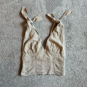 Free People Tan Crop Top with Tie Straps